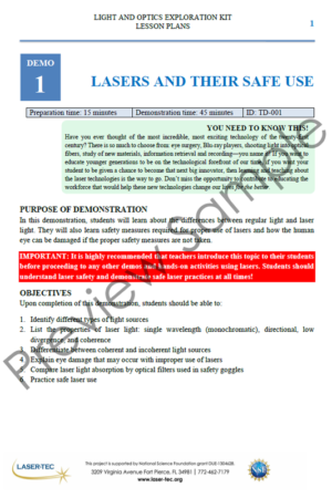 Light and Optics Exploration Demonstration Lesson Plans | Student Edition